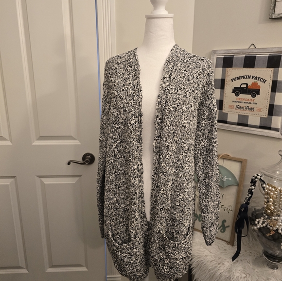 Garage Black and White Knit Cardigan - Picture 1 of 5